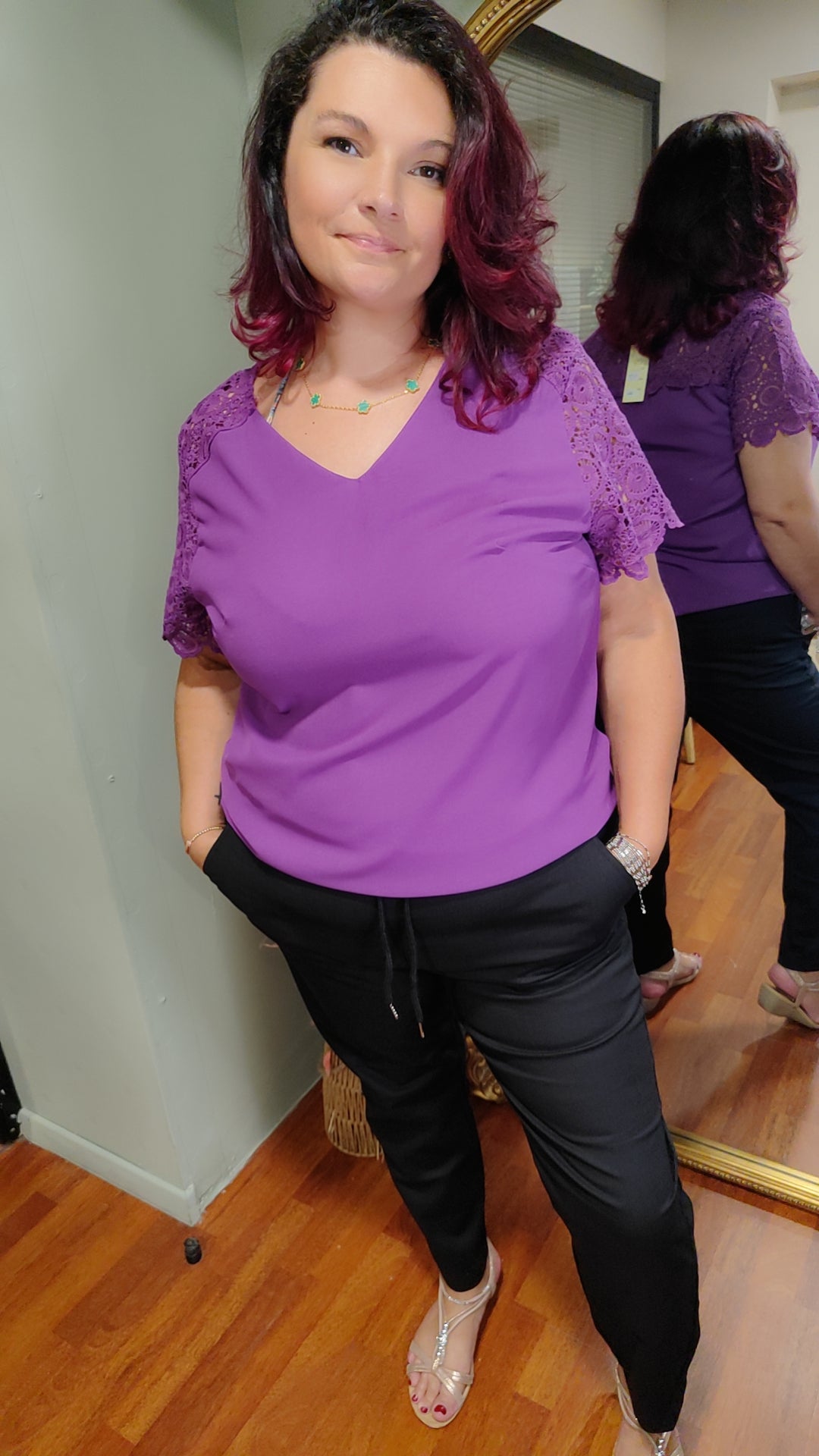 Pantalon noir effet lin