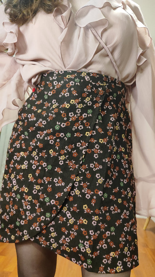 Jupe porte-feuille fleurie