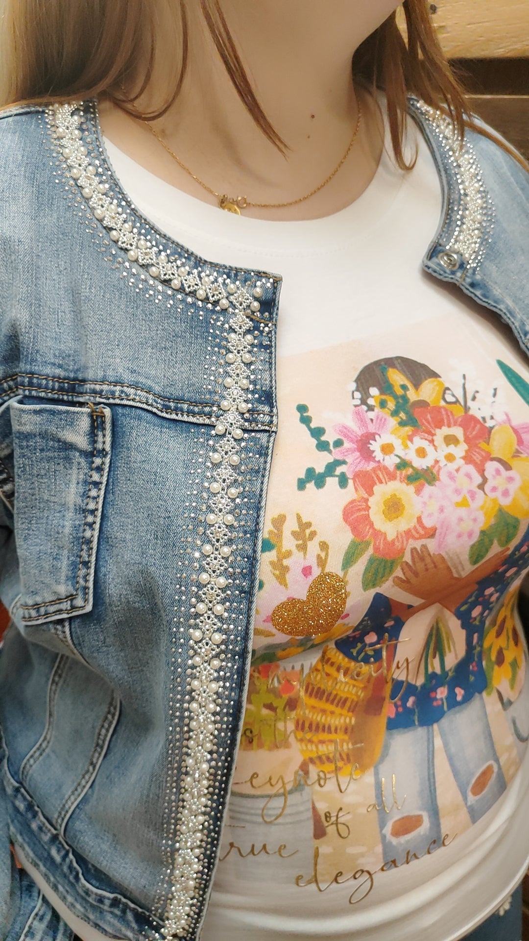 Veste en jean brillant