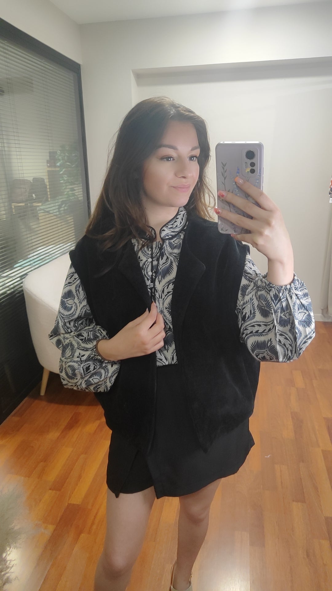 Blouse imprimée col mao