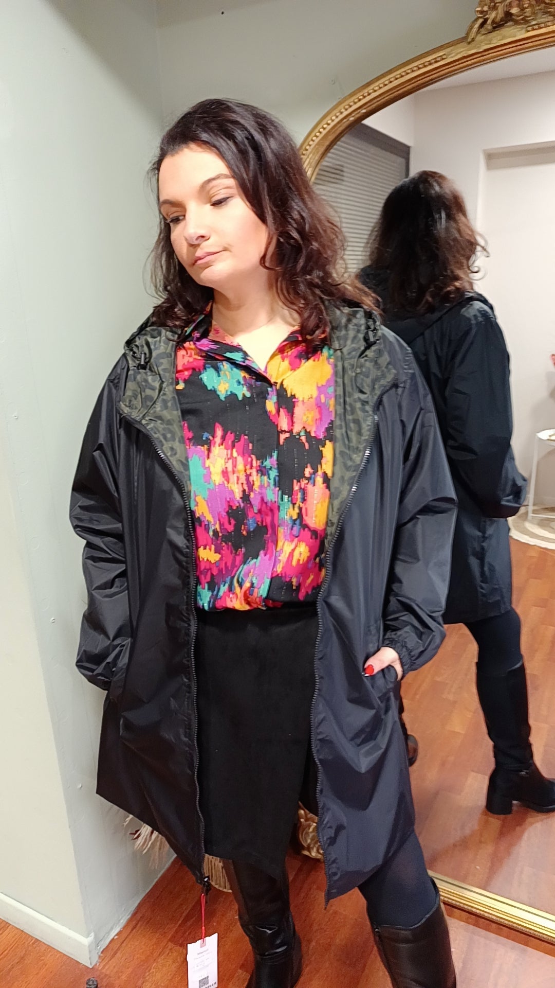 Parka réversible léo kaki/noir