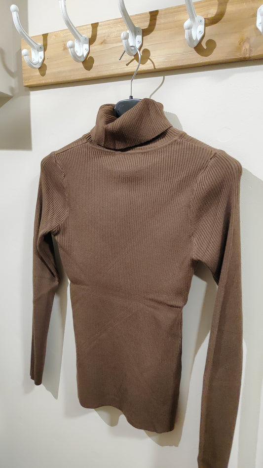 Pull fin côtelé col roulé (différents coloris)