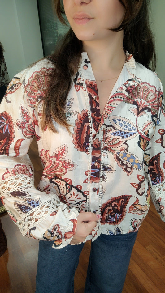 Chemise Judith imprimé liseré doré