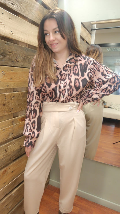 Pantalon carotte beige