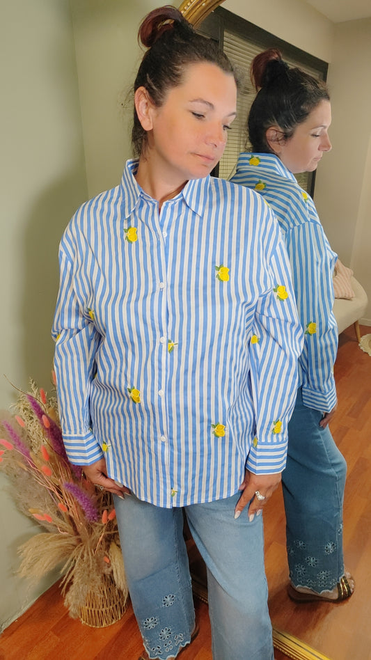 Chemise rayée citron