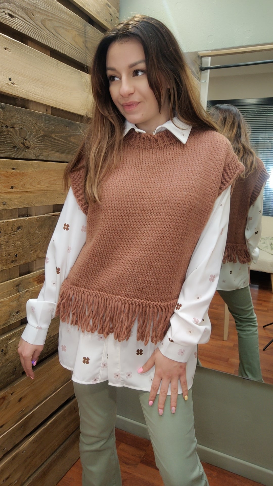 Pull sans manches à franges