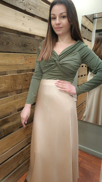 Jupe satin beige
