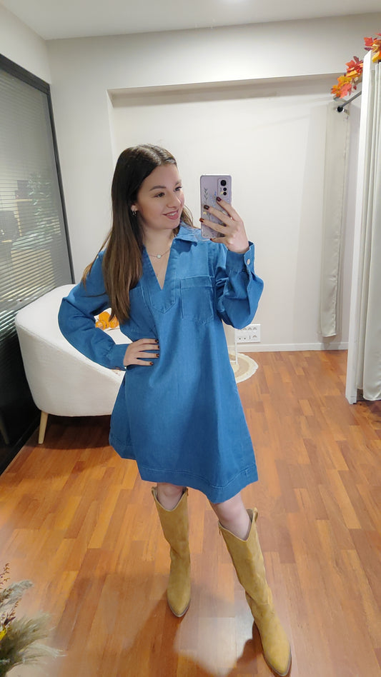 Robe en jean coupe droite