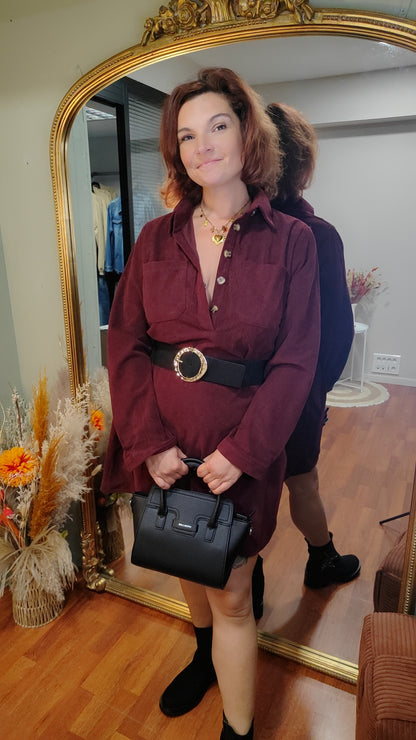 Robe velours côtelé bordeau