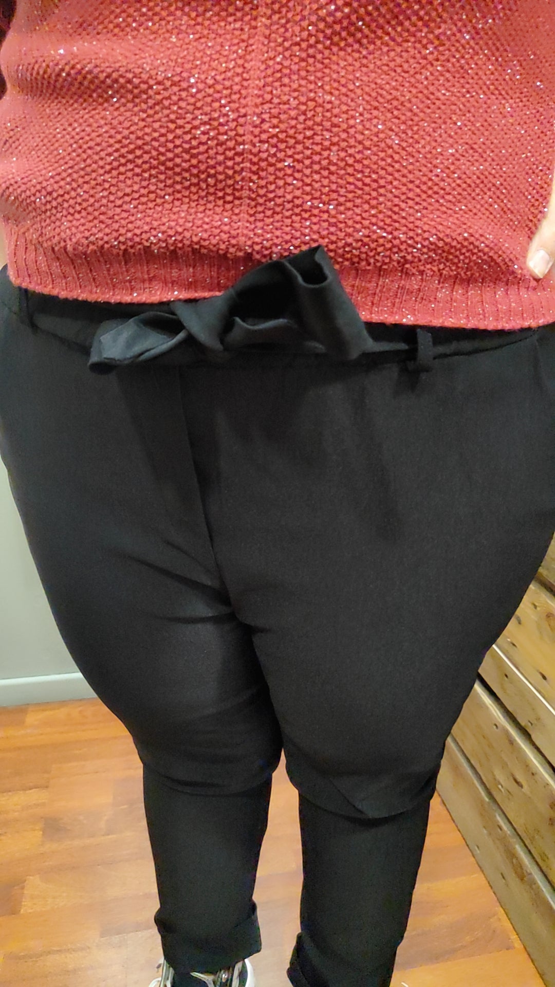 Pantalon taille haute ceinturé