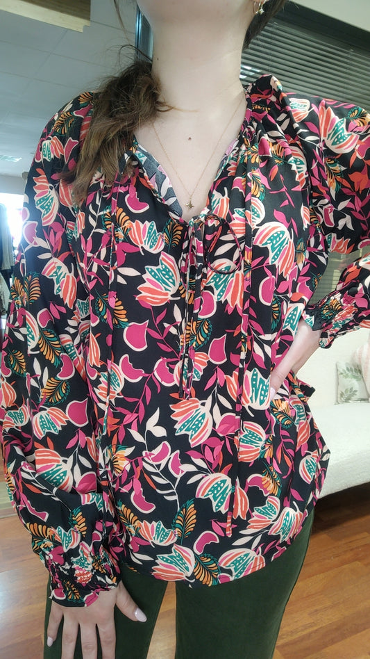 Blouse imprimé floral rose