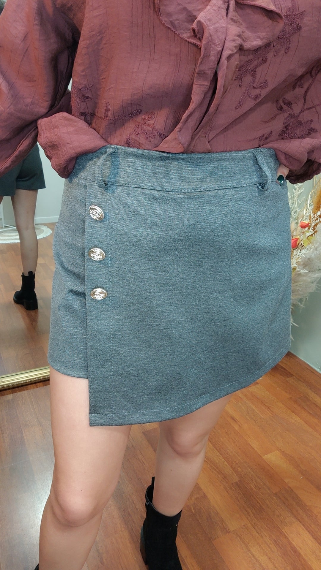 Jupe short gris chiné