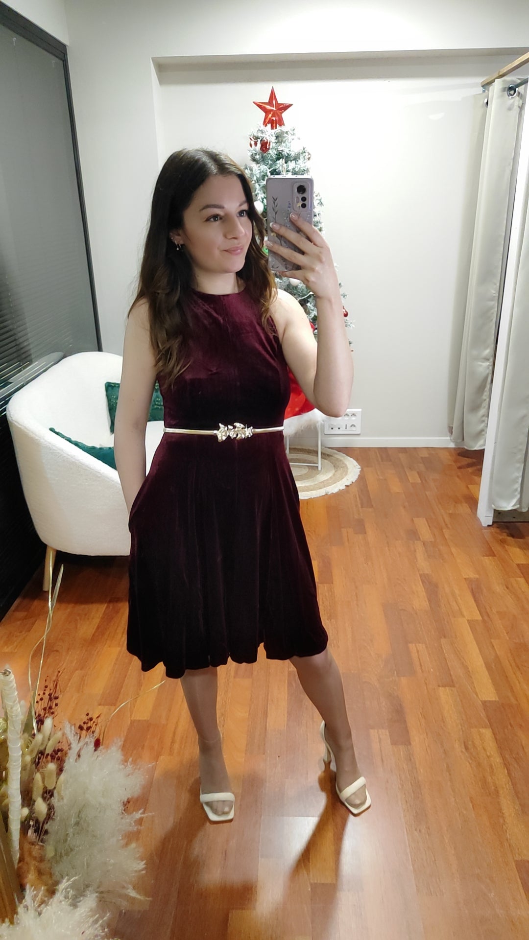 Robe velours bordeau