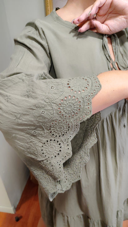 Robe bohème kaki