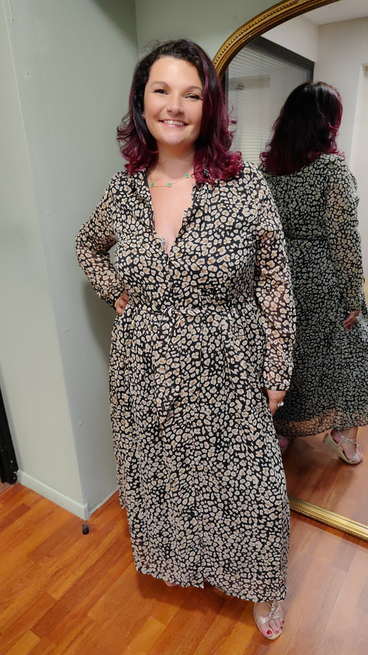 Robe longue boutonnée léo