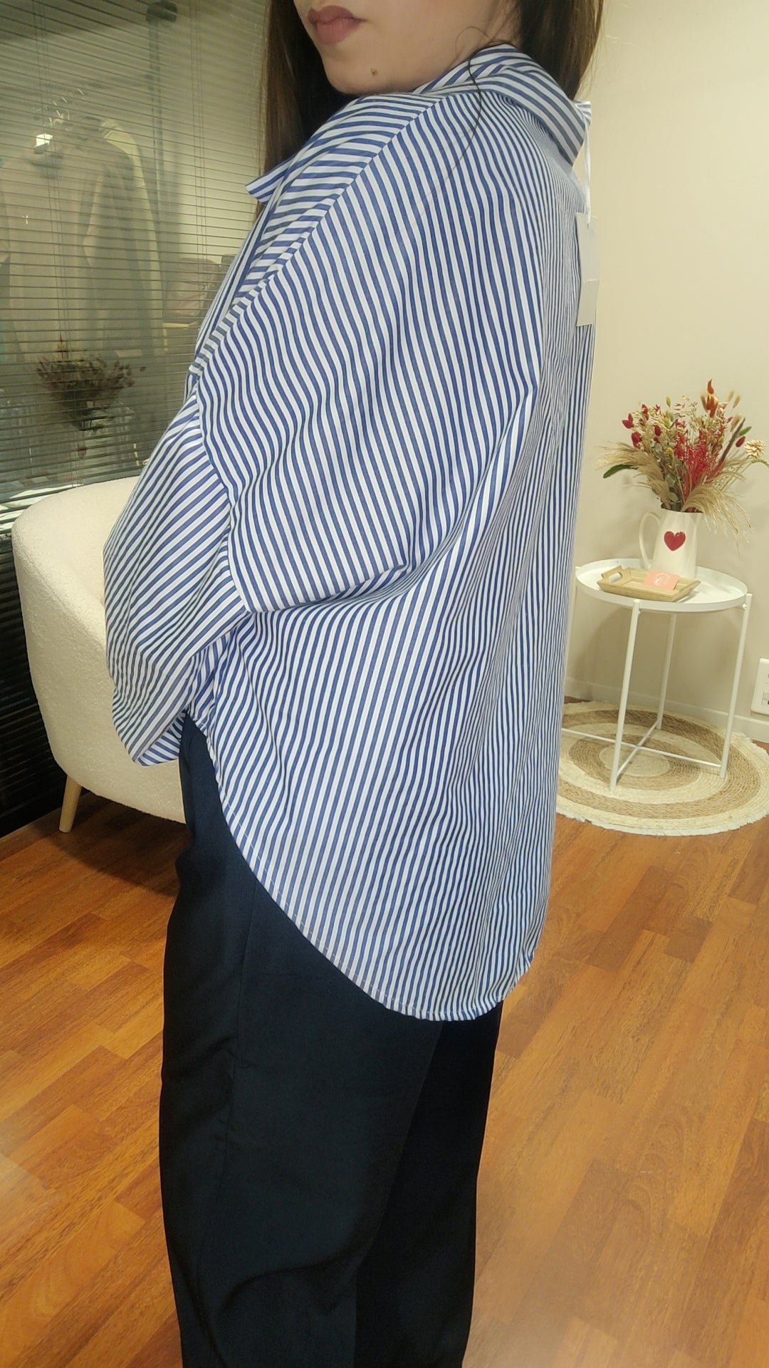 Chemise rayé marine asymétrique