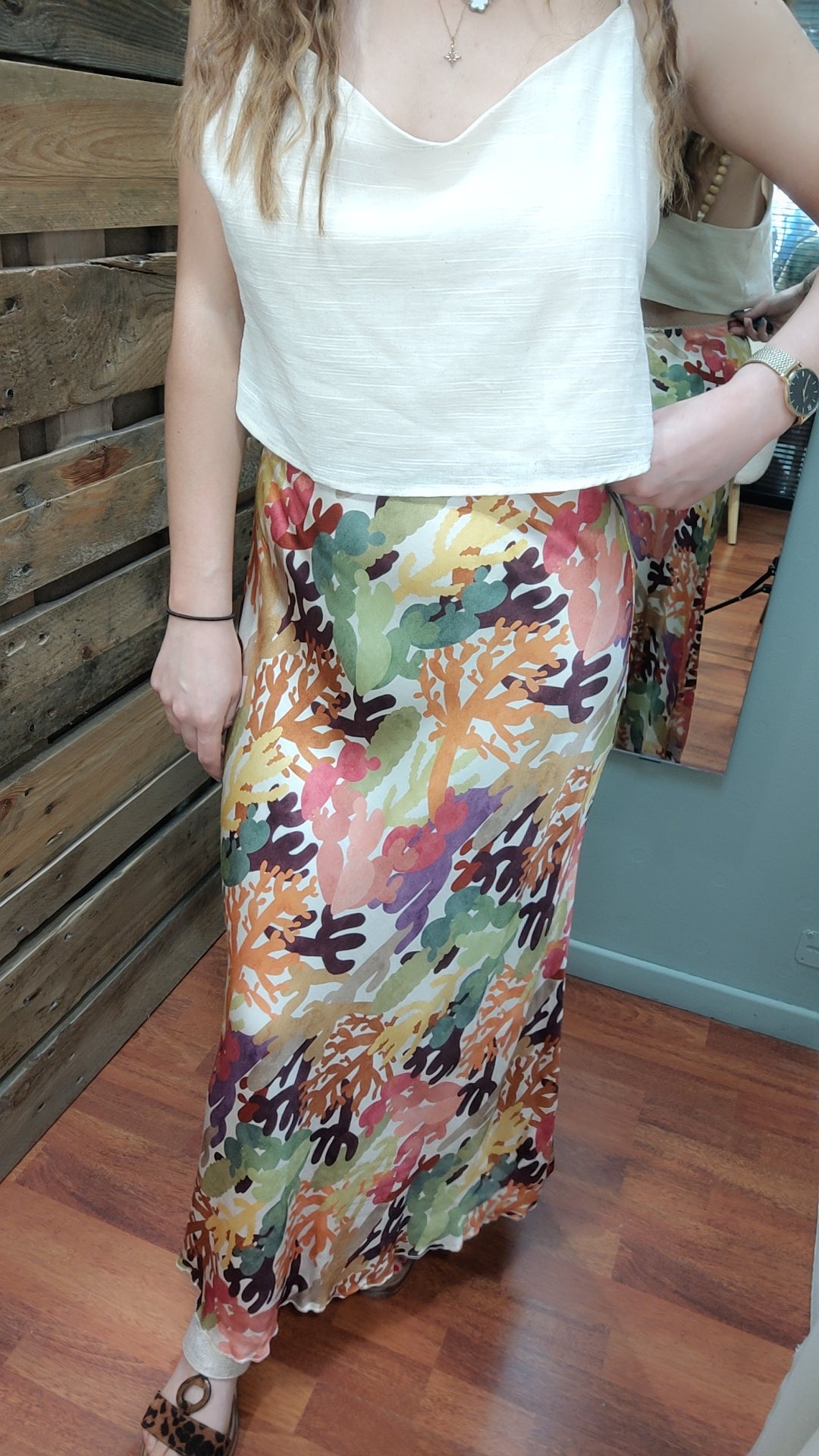 Jupe satinée imprimée