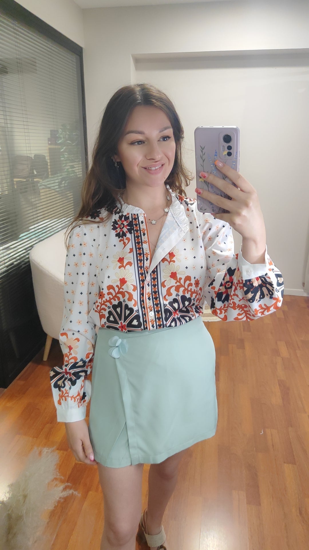 Jupe-short fleur pistache