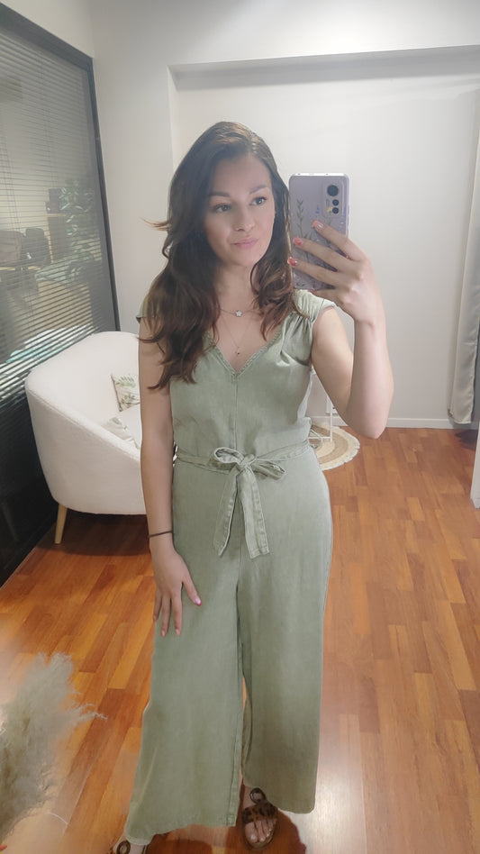 Combinaison jean léger vert sauge