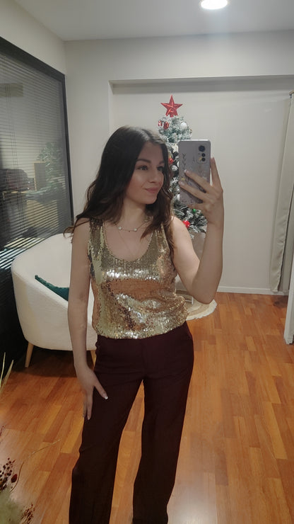 Top sequins doré