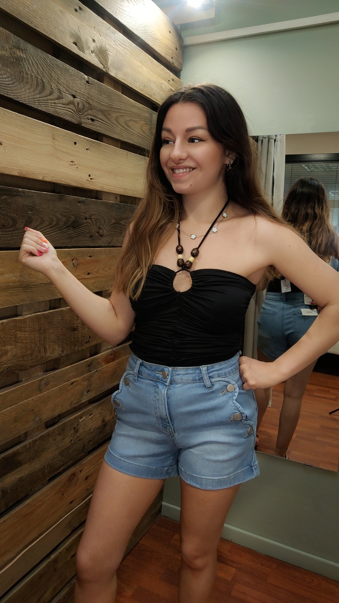 Top à nouer perles (noir ou kaki)