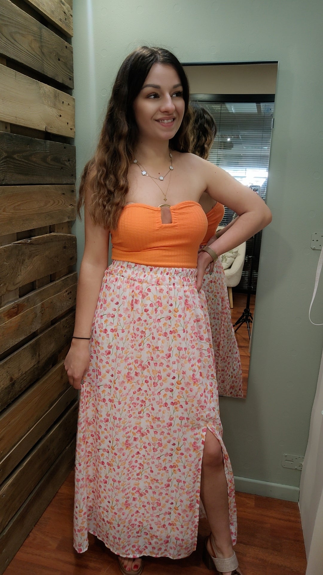 Bustier texturé bijou orange