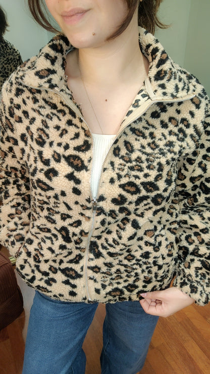 Veste léopard sherpa polaire