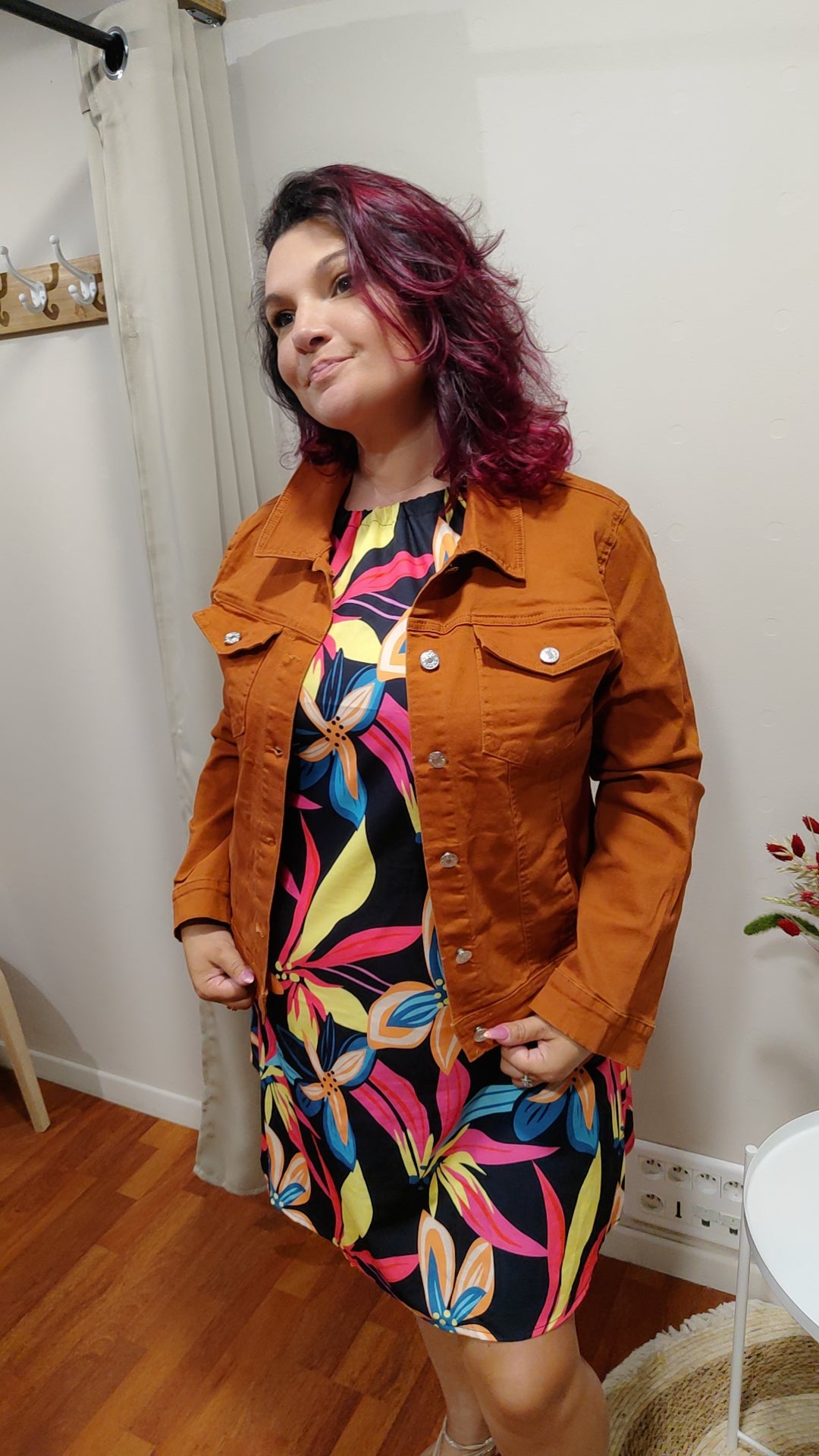 Veste jean terracotta