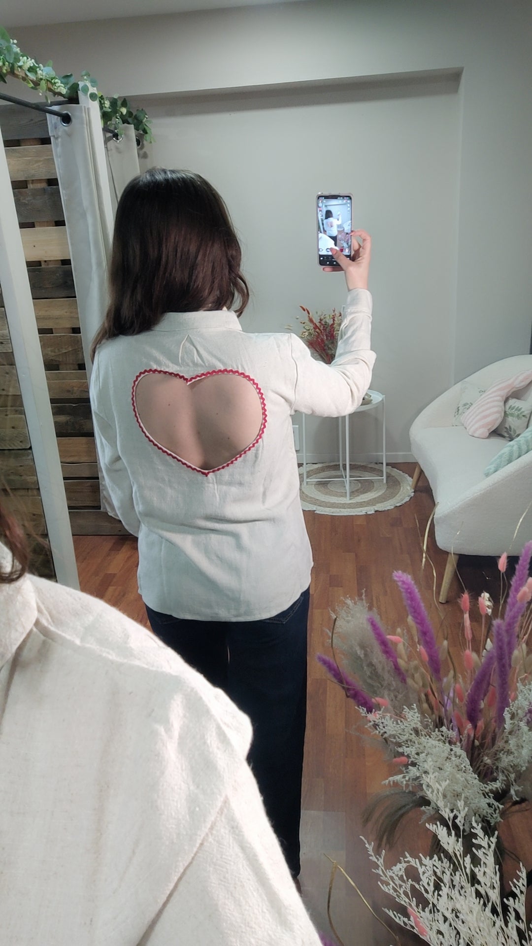 Chemise lin coeur dos