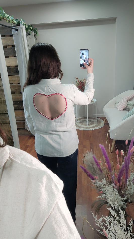 Chemise lin coeur dos