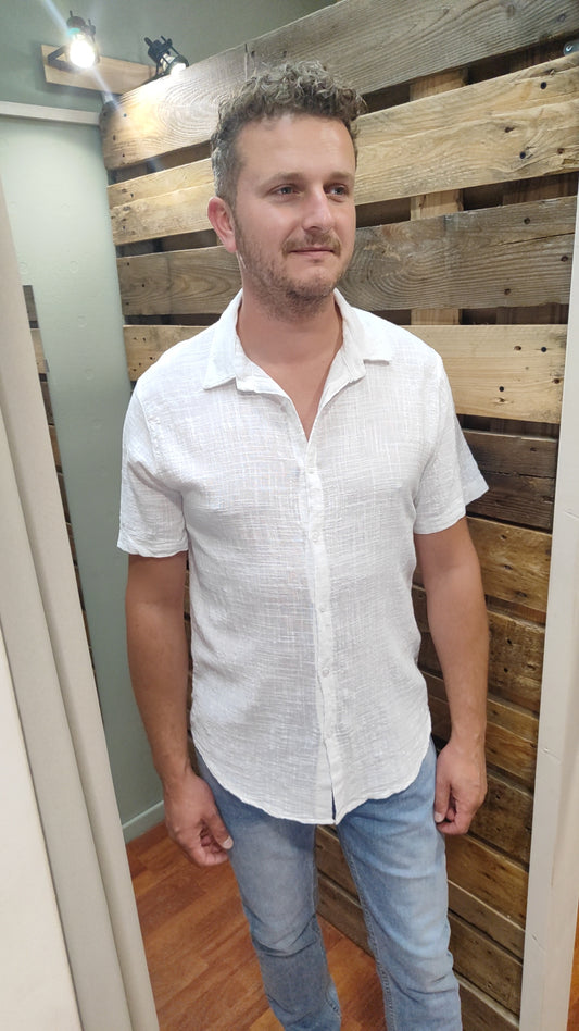 Chemisette coton et lin blanche