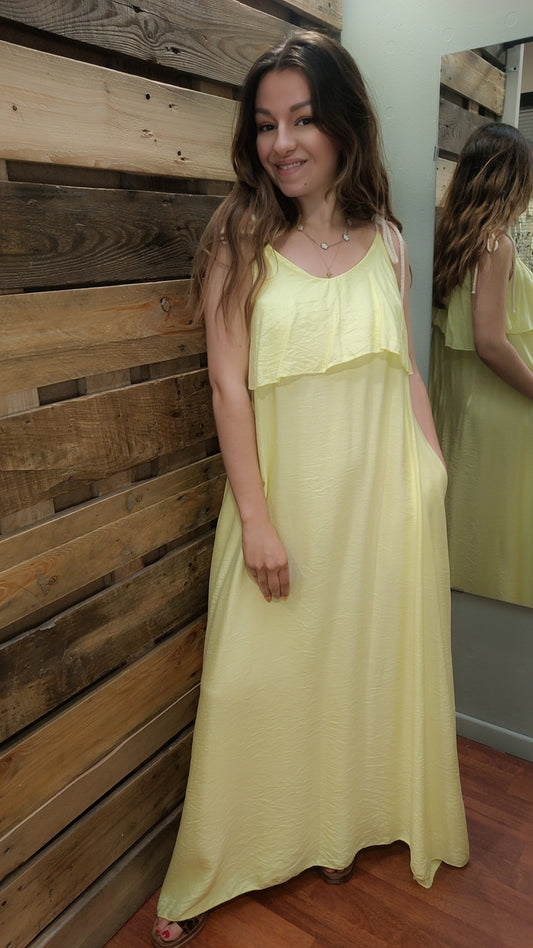 Robe longue bretelles cordes