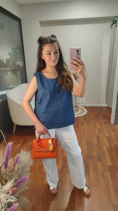 Top en jean boutons