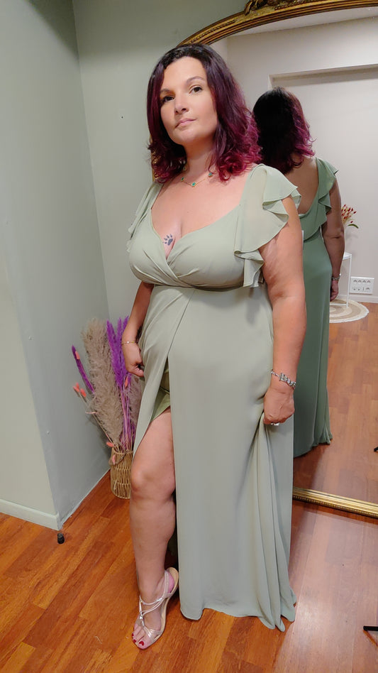 Robe de cérémonie vert sauge