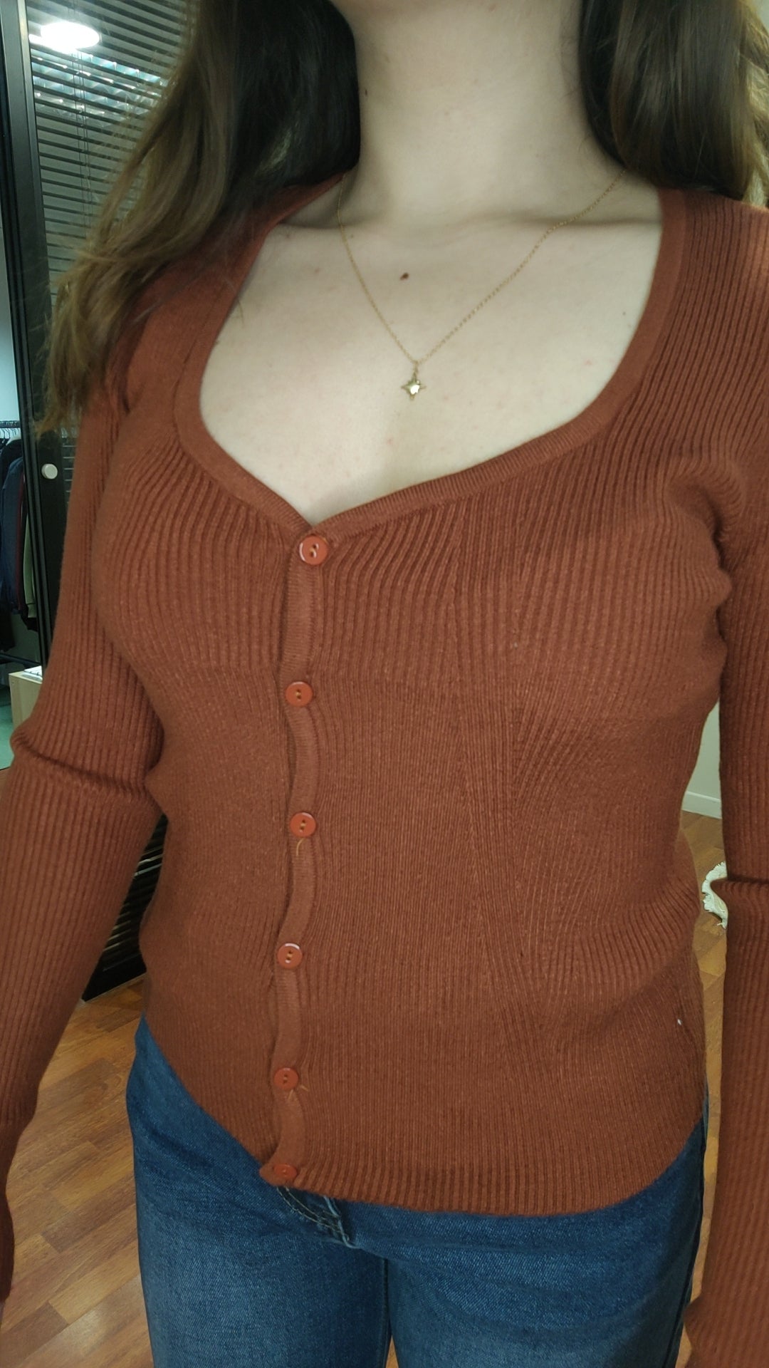 Top manches longues boutons terracotta