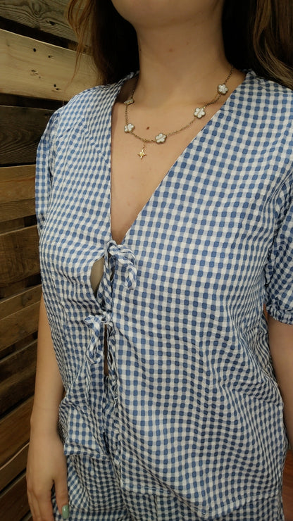 Ensemble vichy bleu