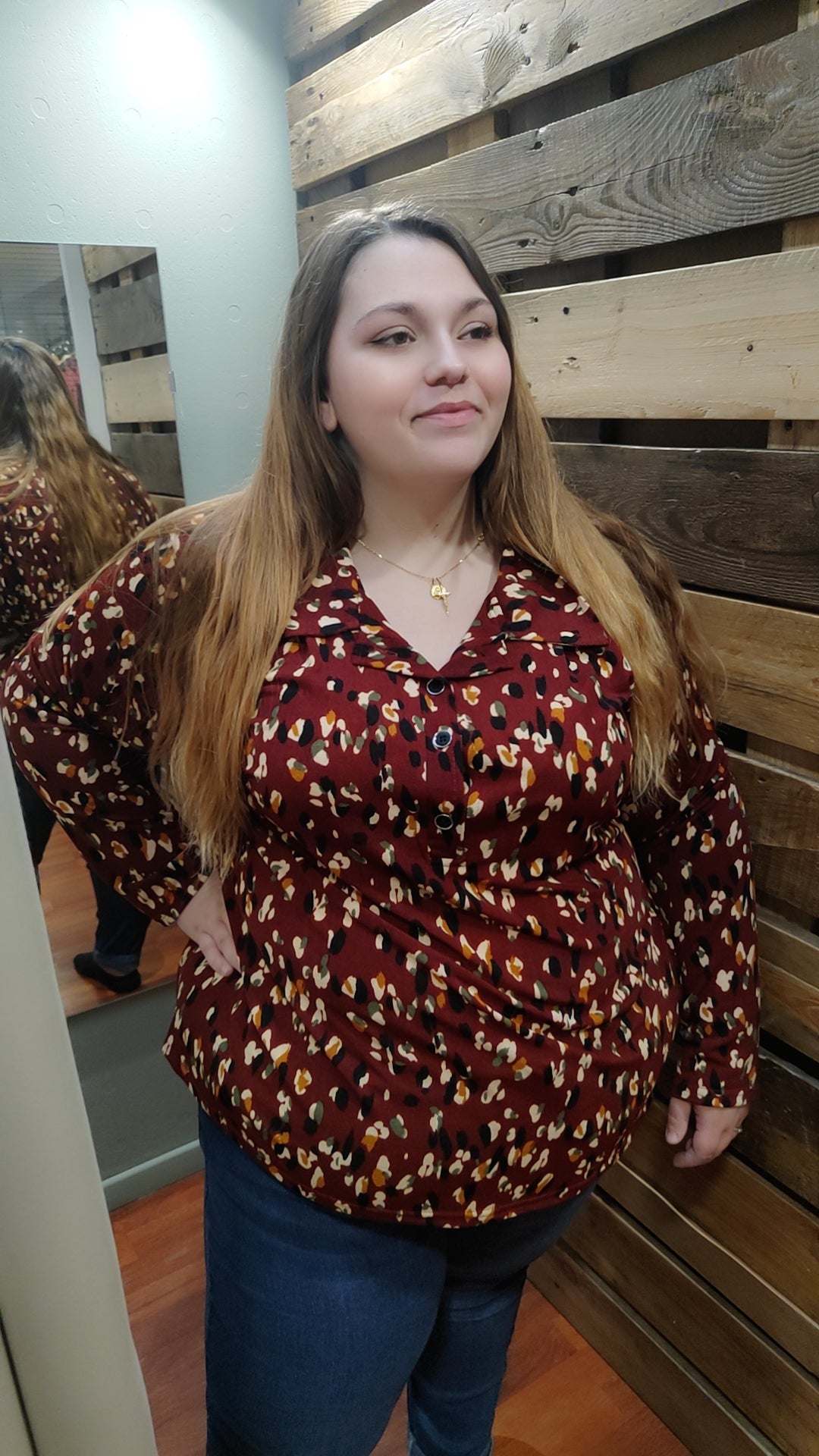 Blouse imprimée bordeaux