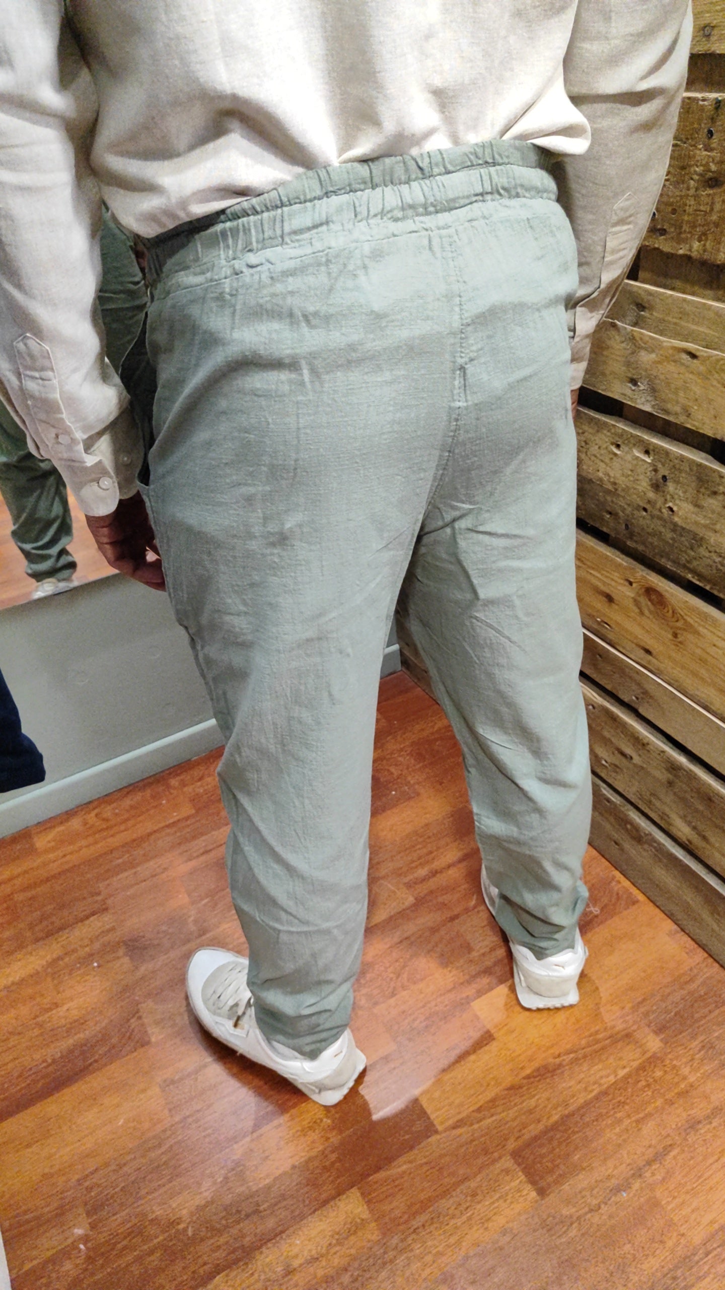 Pantalon fluide effet lin sauge