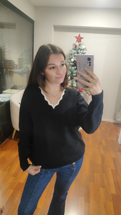 Pull noir noeud dos