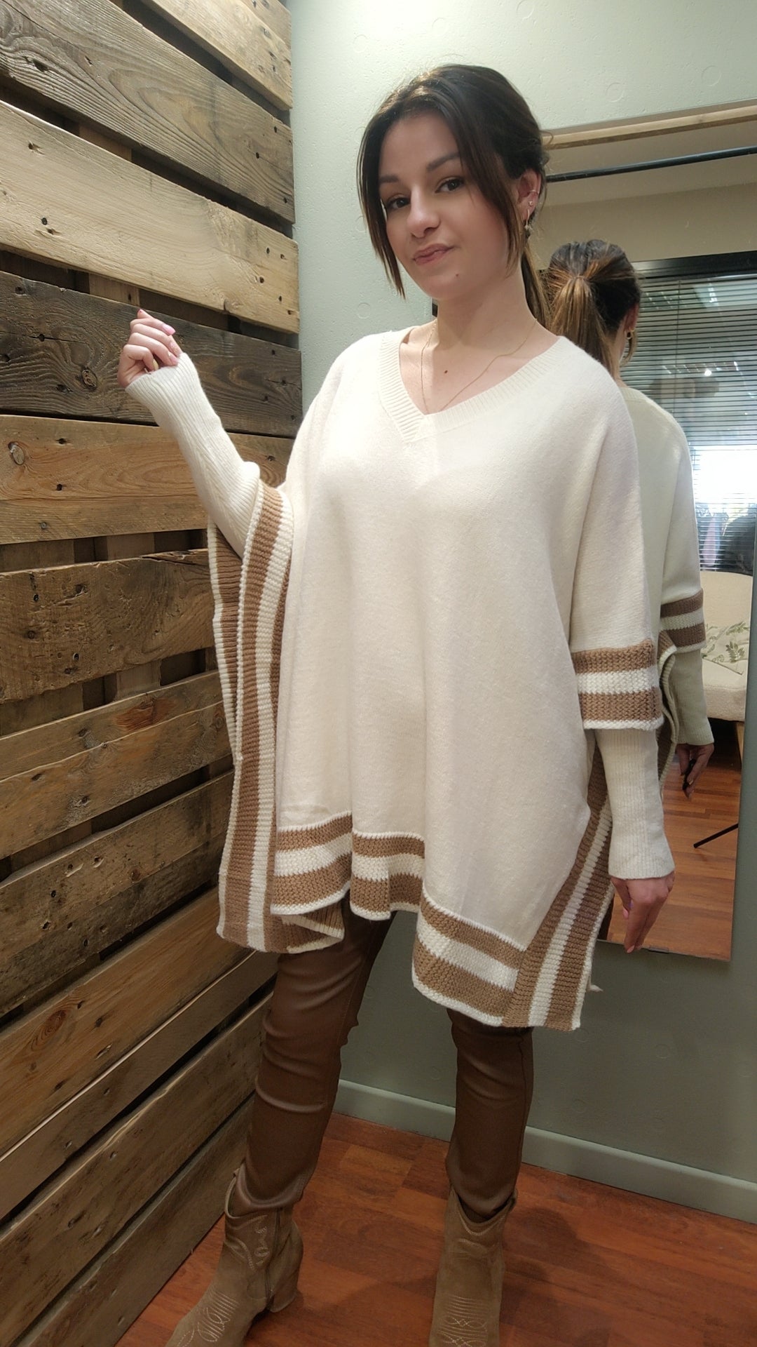 Pull poncho beige - camel