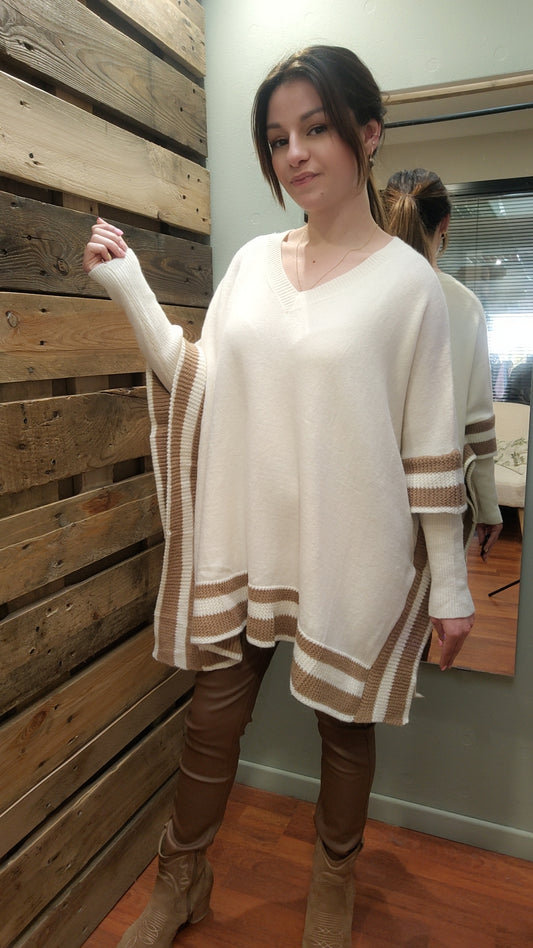 Pull poncho beige - camel