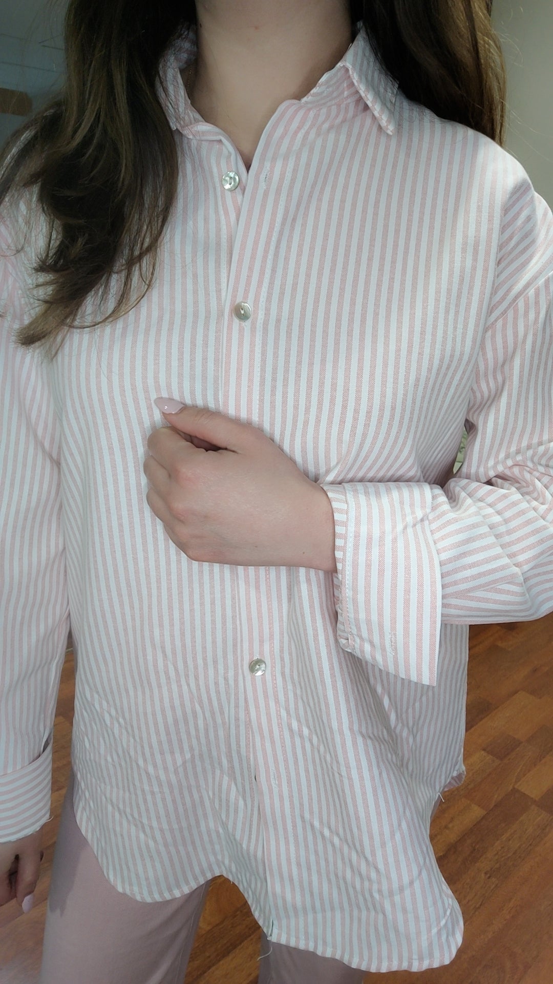 Chemise rayée rose et blanc