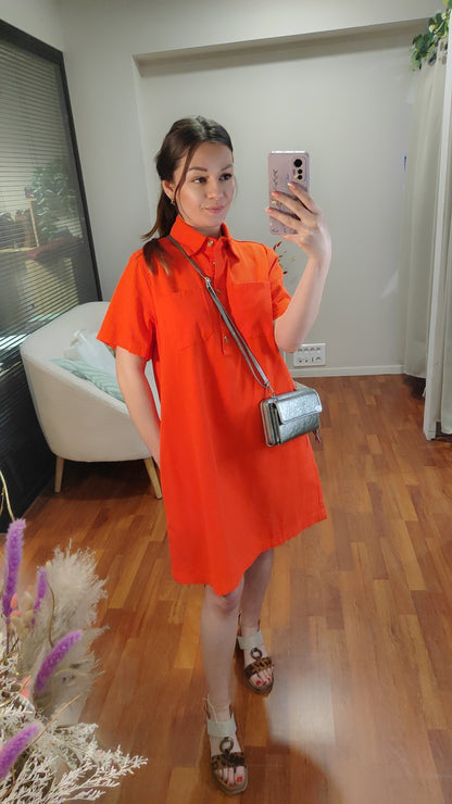 Robe jean orange néon