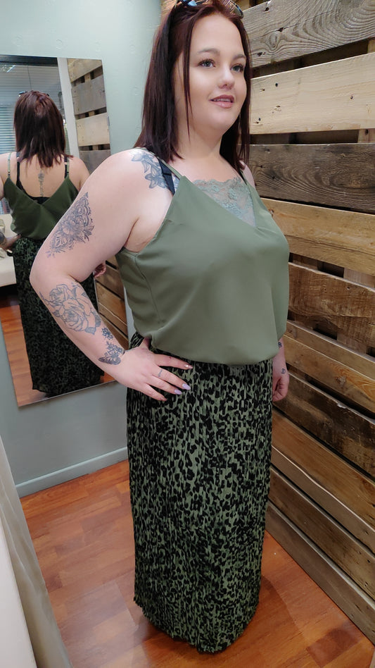 Jupe longue léo kaki