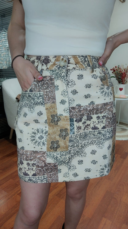 Jupe jean patchwork