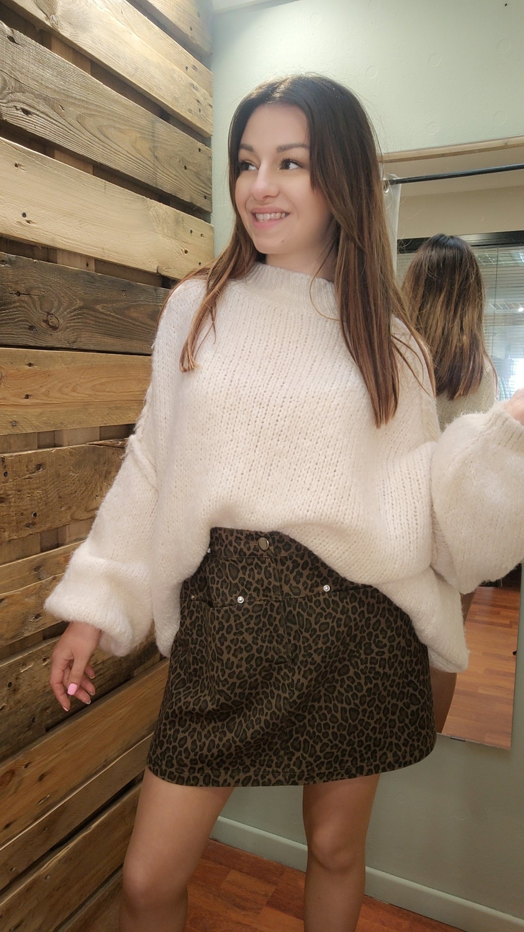 Jupe short jean léopard