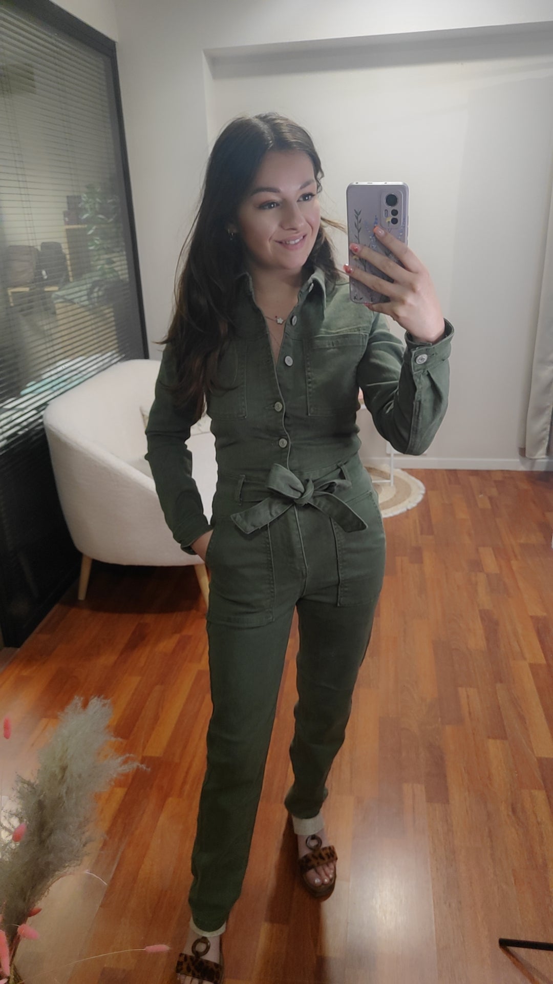 Combinaison jean kaki