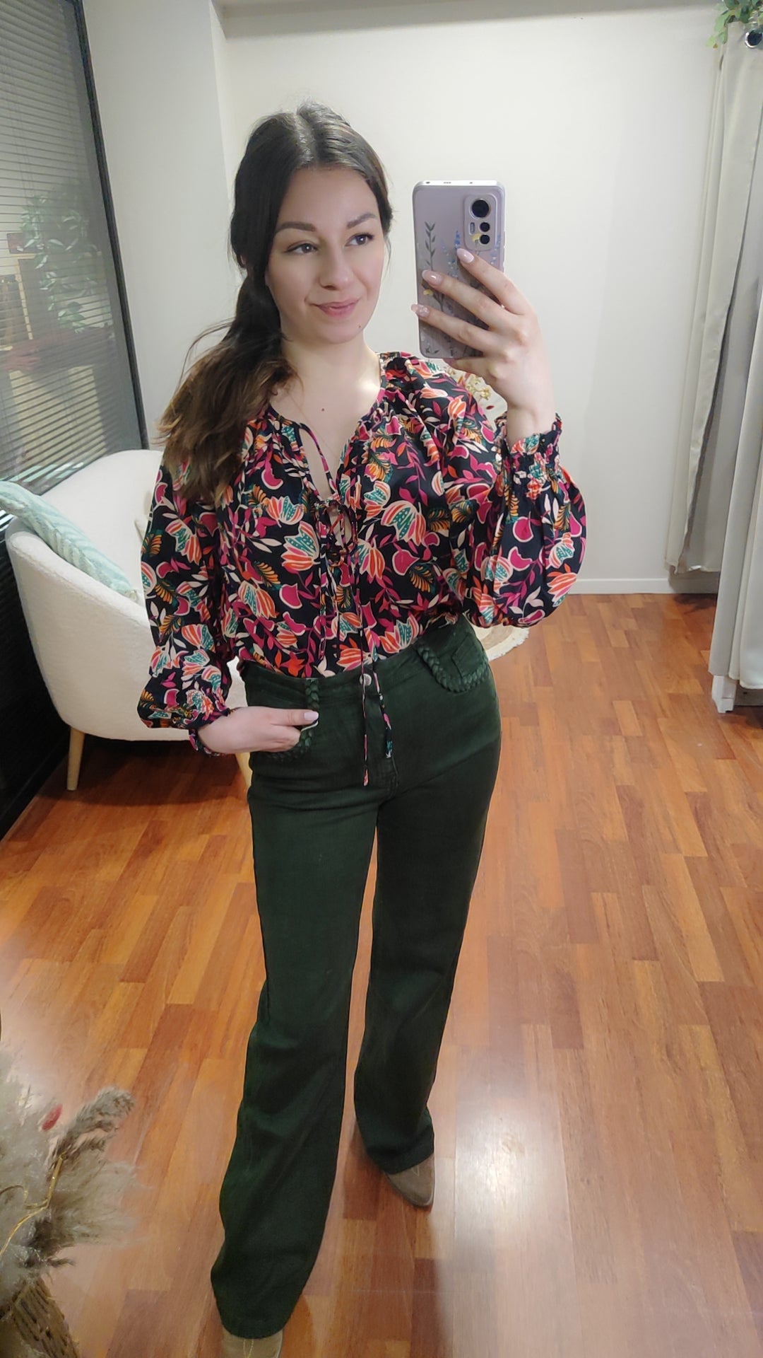 Blouse imprimé floral rose