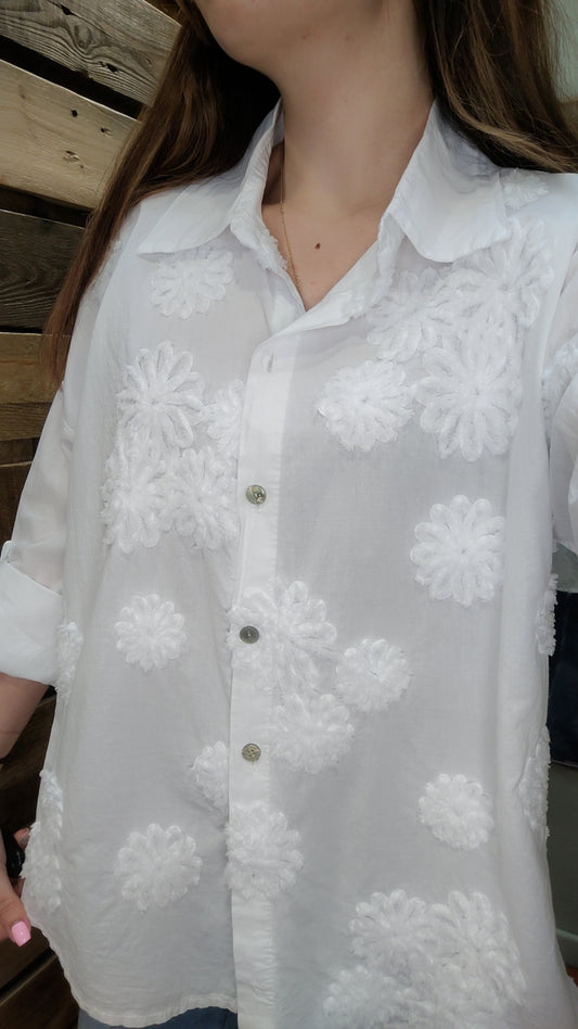 Chemise blanche popeline texturée