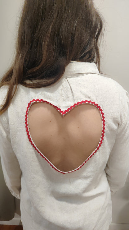 Chemise lin coeur dos